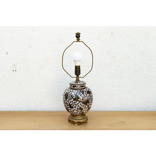 1970s Vintage Midnight Floral Blossom Table Lamp For Sale - Image 5 of 8