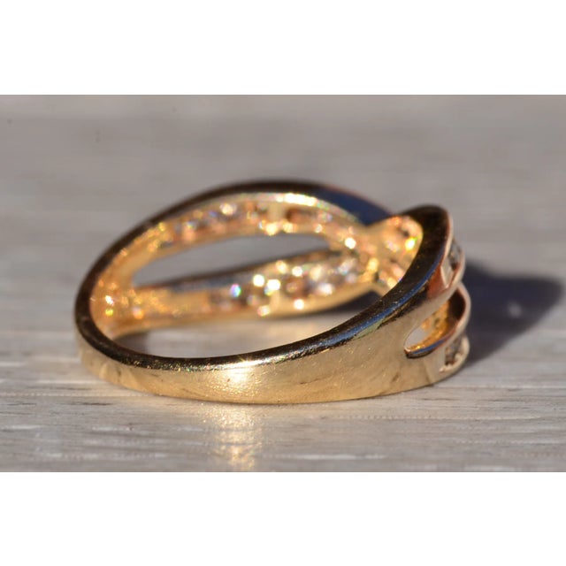 The Etolin: Ladies 14K Gold Crossover Diamond Band For Sale In Philadelphia - Image 6 of 10