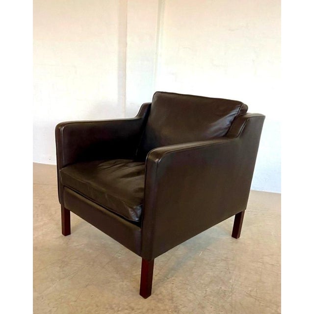 Set of Vintage Danish Brown Leather Lounge Chair and Ottoman from Stouby, 1970s For Sale - Image 10 of 18