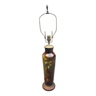 Monumental 35" Antique Artist-Signed Weller Louwelsa Art Pottery Table Lamp by William Haubrich For Sale