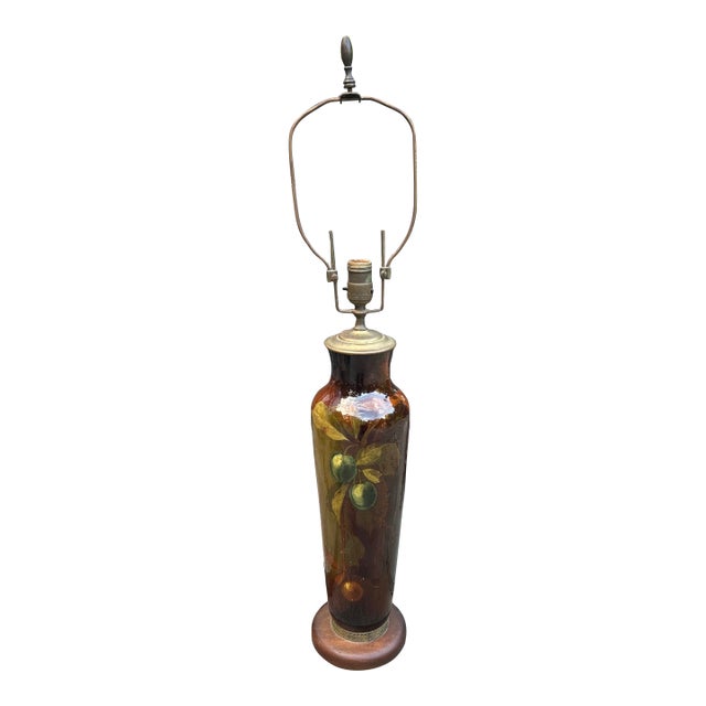 Monumental 35" Antique Artist-Signed Weller Louwelsa Art Pottery Table Lamp by William Haubrich For Sale