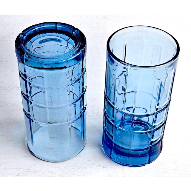 Vintage Anchor Hocking Flat Iced Tea Glasses in Tartan Blueberry, Set of 4 For Sale - Image 10 of 13