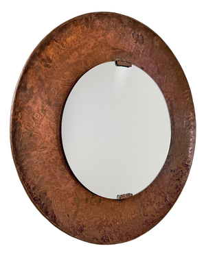 Mid-Century Modern Italian Sculptural Copper Mirror by Angelo Bragali, 1950s