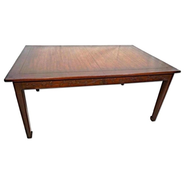 Henredon MidCentury Asian Style Carved Mahogany Dining Table Chairish