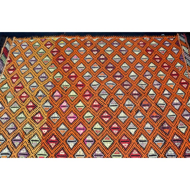 Textile Vintage Turkish Orange Kilim Rug For Sale - Image 7 of 11