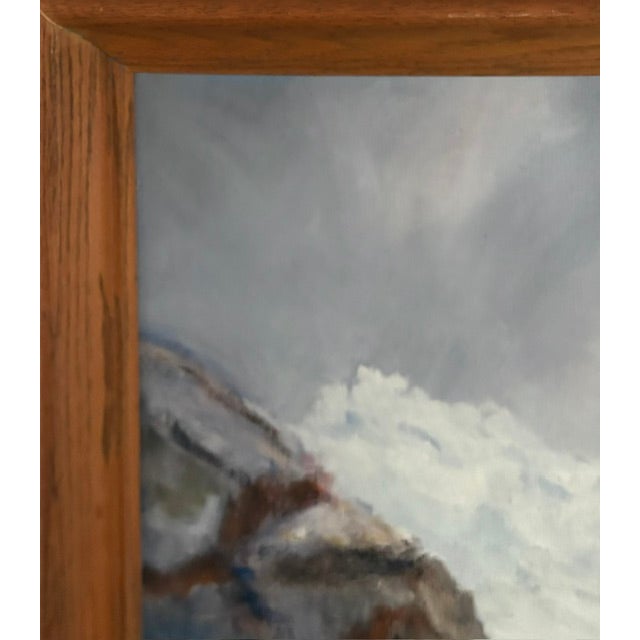 Mid 20th Century Large Mid Century Coastal Waters Oil on Canvas Painting, Signed - Sourced in Maine For Sale - Image 5 of 8