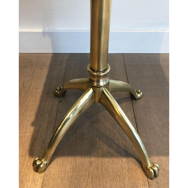 Metal 1940s Brass Stool with Claw Feet and Leather Seat For Sale - Image 7 of 12