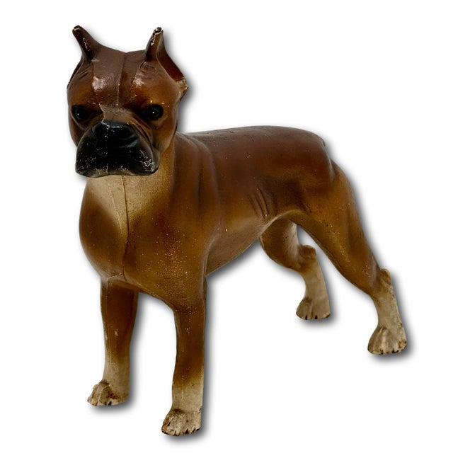 Metal Very Rare & Hard 2 Find Vintage 1930s Hubley Mfg. Co. Cast Iron Standing Boxer Dog Doorstop in Excellent Condition For Sale - Image 7 of 18