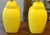Mid Century Yellow Ceramic Lamps With Original Green Shades For Sale In New York - Image 6 of 8
