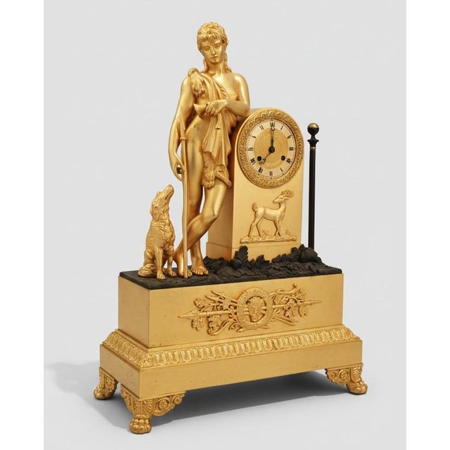 Metal Charles X Gilt-Plated Bronze Diana the Huntress Pendulum Clock For Sale - Image 7 of 7