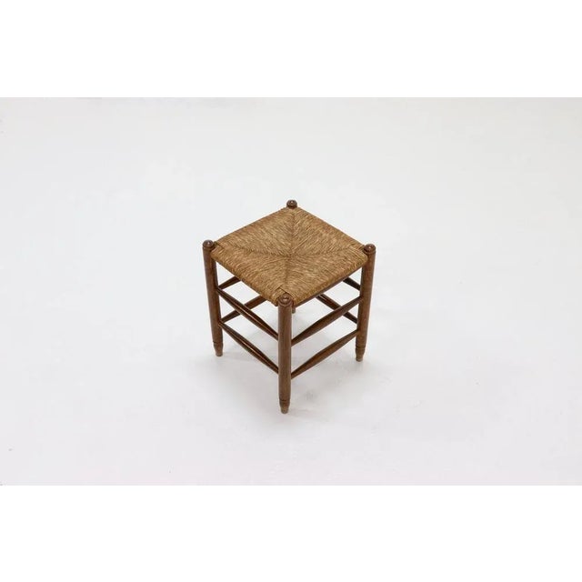 1950s French Oak and Rush Stool, 1950s For Sale - Image 5 of 8