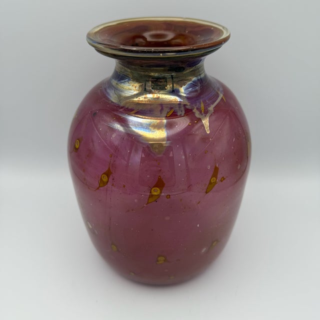 Postmodern Handmade Iridescent Peacock Glass Vases from Eisch, 1970s, Set of 2 For Sale - Image 3 of 15