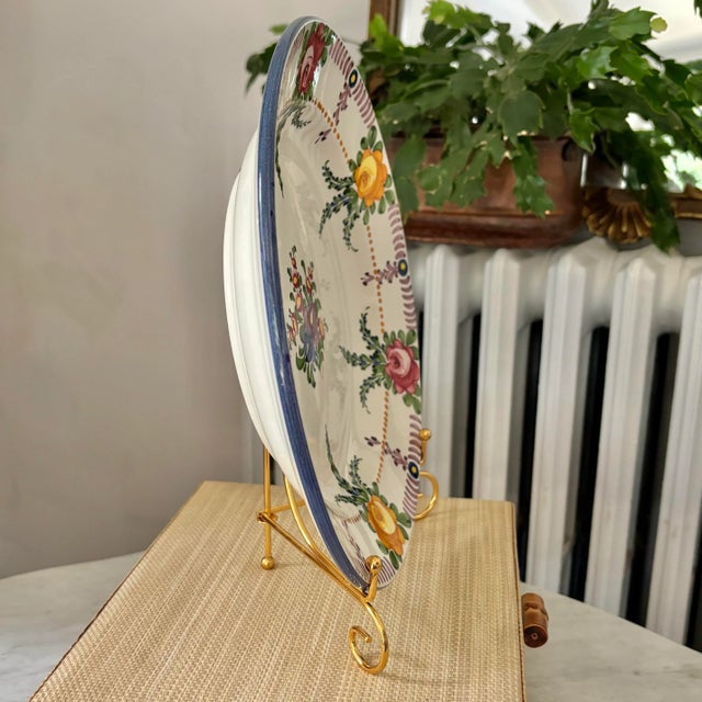 Ceramic Vintage Hand-Painted Faience Wall Plate by Zell For Sale - Image 7 of 10