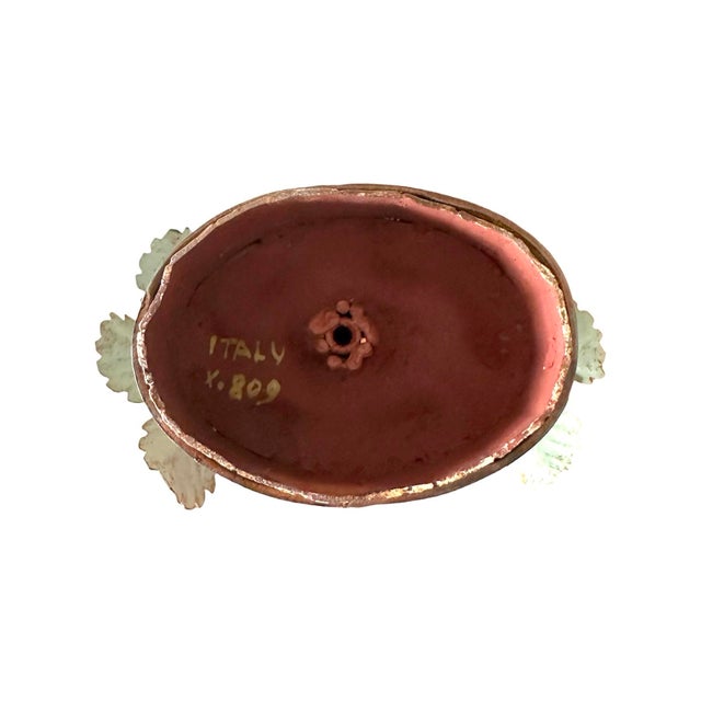 Vintage Italian Tole Peinte Potted Strawberry Plant Sculpture / Toleware Floral / Flower Arrangement, Made in Italy, a Pair For Sale - Image 12 of 12