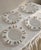 A chic set of 5 vintage frosted/clear glass salad or appetizer plates featuring a bold postmodern border — alternating...