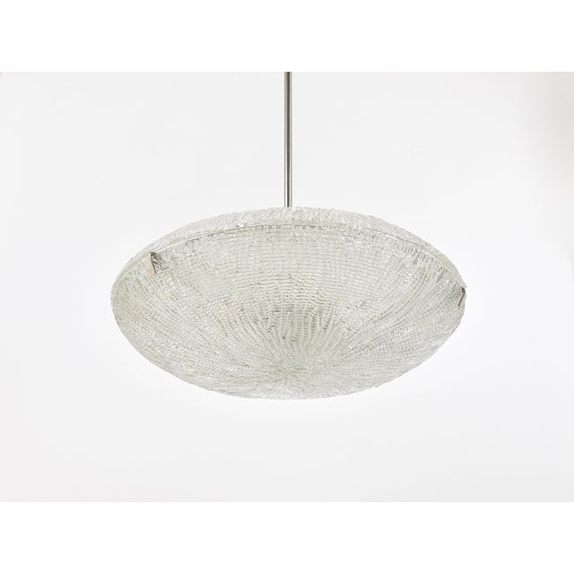 Mid-Century Kalmar Discus Textured Glass & Nickel Chandelier attributed to J. T. Kalmar for Kalmar, Austria, 1950s For Sale - Image 16 of 18