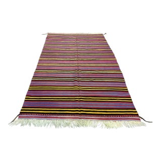 1960s Vintage Handmade Turkish Wool Kilim Rug - 5′7″ × 10′5″ For Sale