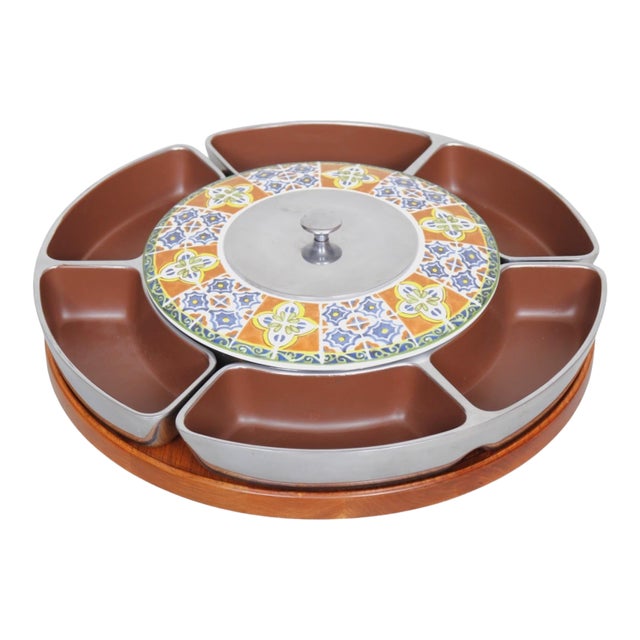 Late 20th Century Mid Century Modern Lazy Susan Seving Tray by Lenox For Sale