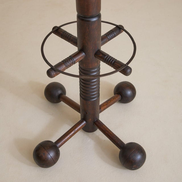 French Brutalist Carved Oak Coat Rack by Charles Dudouyt, 1940s For Sale - Image 10 of 11