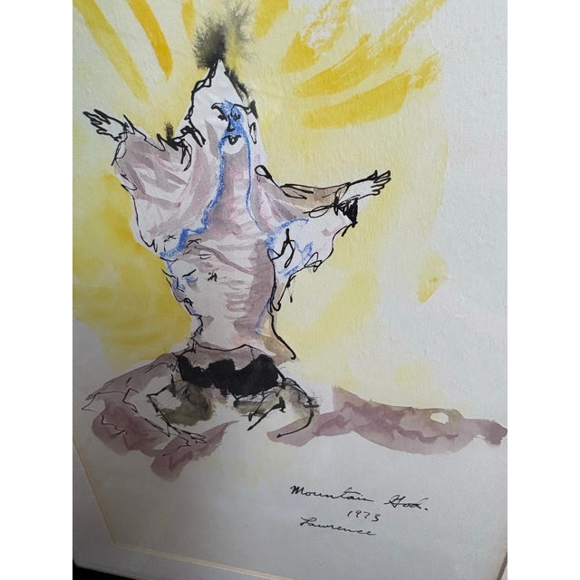 1970s Collection of Three Signed Figurative Ink & Watercolor Works, 1973–1975 For Sale - Image 5 of 9