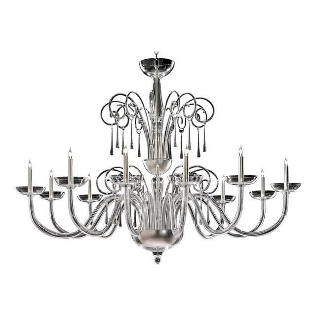 Grand Venetian Curls Murano Glass Chandelier in Clear Glass by Simoeng for Simoeng For Sale