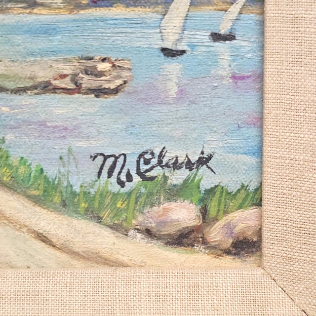 Pair Signed M. Clark Coastal Landscape Oil Paintings in Carved Gilt Frames 18.5" For Sale In San Francisco - Image 6 of 17