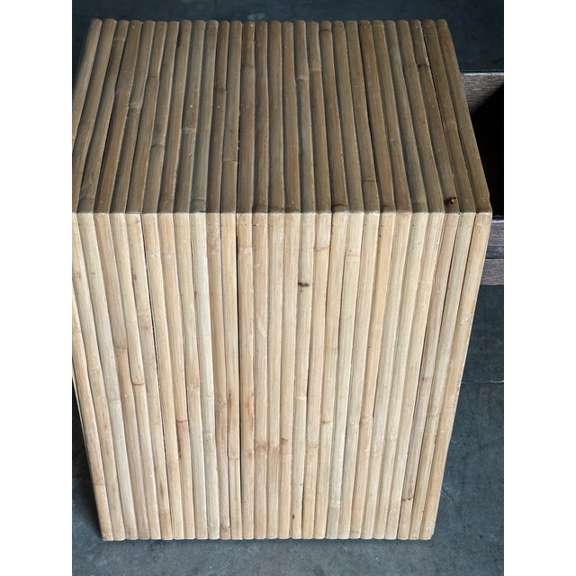 1980s Pair of Cane and Split Bamboo Nightstands For Sale - Image 11 of 12