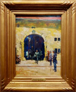 William Frederick Foster -Ww1 Officers in French Military Headquarters-Oil Painting