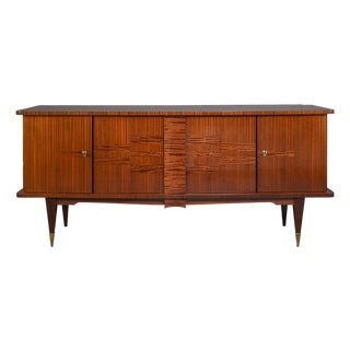 French Mid-Century Modern Sideboard / Buffet With Bar Cabinet, C. 1940 For Sale