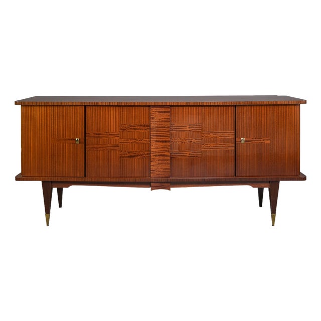 French Mid-Century Modern Sideboard / Buffet With Bar Cabinet, C. 1940 For Sale