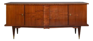 French Mid-Century Modern Sideboard / Buffet With Bar Cabinet, C. 1940