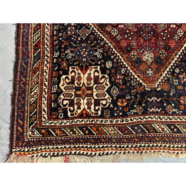 Tribal 1900s Antique Persian Qashqai Rug For Sale - Image 3 of 8