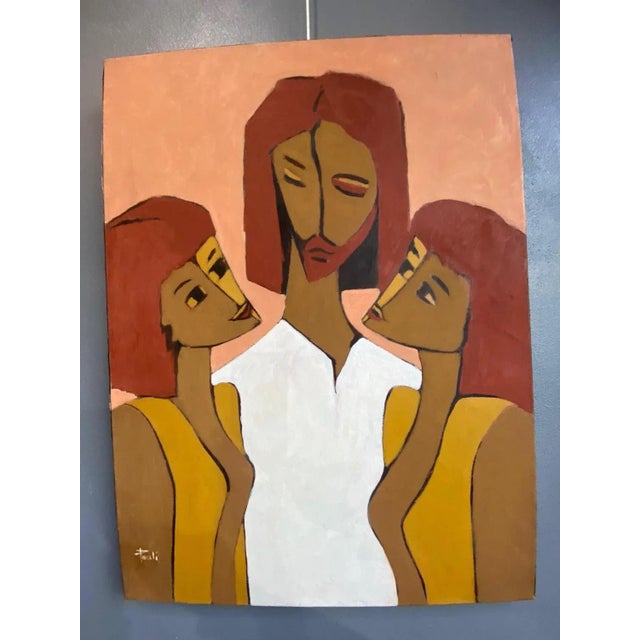 1990s Gilbert Pauli, First Words to Two Women, Oil on Canvas, 1994 For Sale - Image 5 of 10