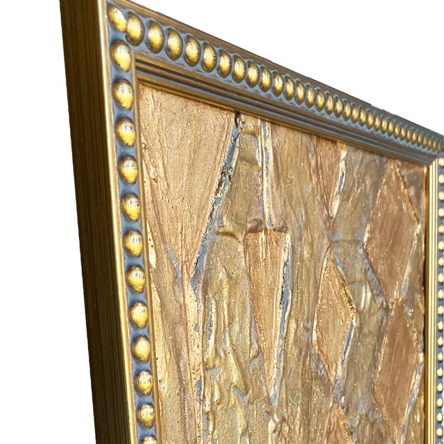 DETAILS Artist: Tatiana Duperault Medium: Acrylic and clay on canvas Size: 13" x 13" (framed) Frame: Gilded beaded wood...