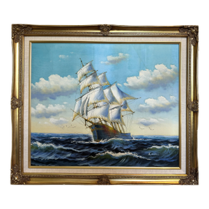 Oil Painting Sailing Ship Seascape Signed Maritime Art Ocean Waves Nautical