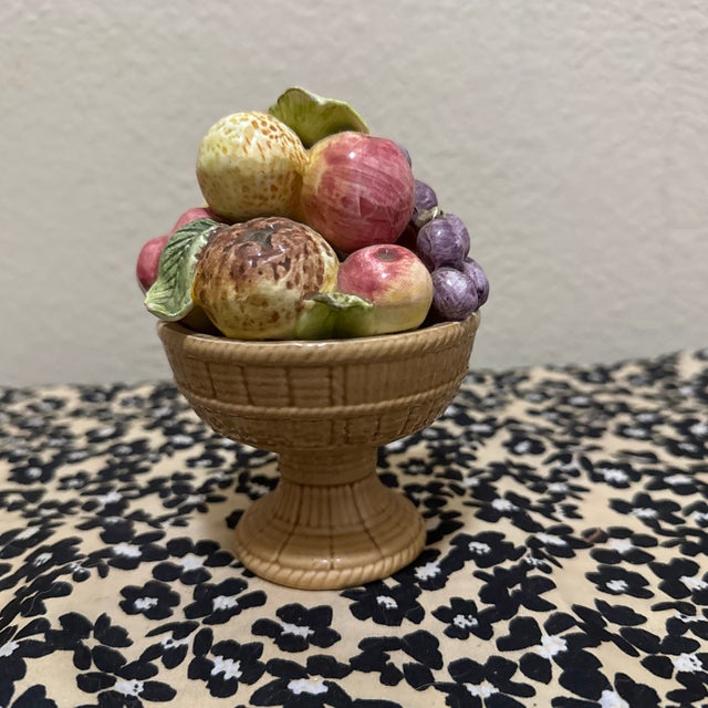 Italian Mid-Century Italian Majolica Hand-Painted Ceramic Fruit Compote Centerpiece For Sale - Image 3 of 10