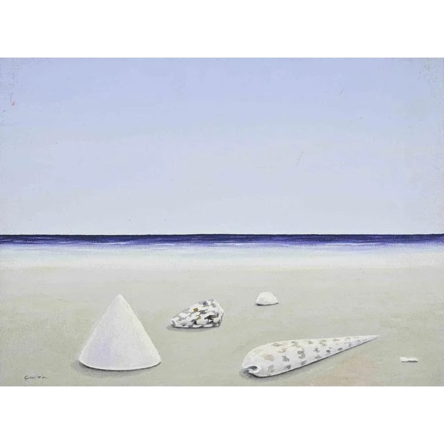 1980s Gino Guida, On the Shoreline, Oil Painting, 1980s For Sale - Image 5 of 5