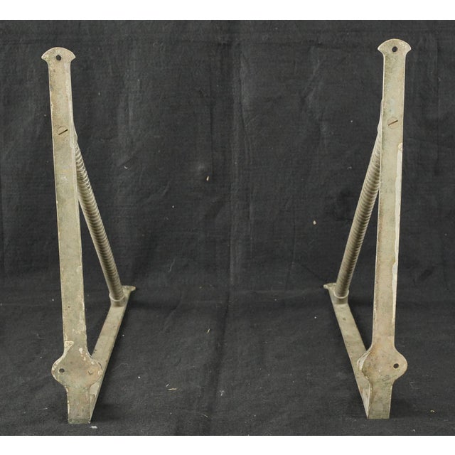 Mid 20th Century Pair of Nickel Plated Brass Wall Mount Shelf Brackets For Sale - Image 5 of 6