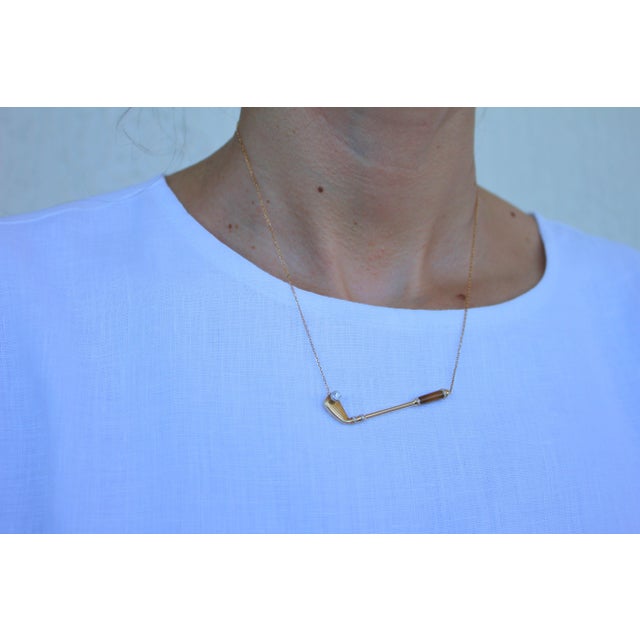 Diamond Golden Tiger's Eye Golf Club Birdie Charm Yellow Gold Necklace Pendant For Sale - Image 16 of 18
