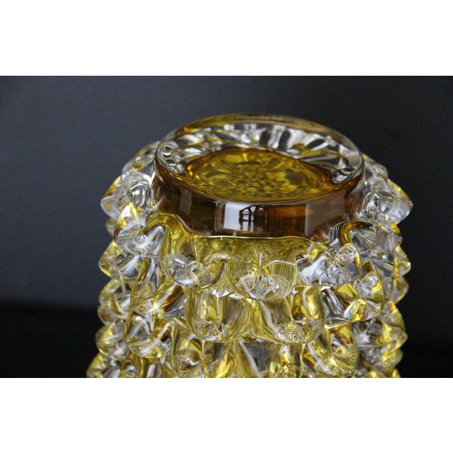 2000 - 2009 Murano Glass Vase in Orange-Amber Color Decorated with Rostrato Points in the style of Barovier, 2000 For Sale - Image 5 of 11