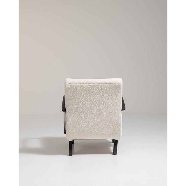 20th Century Czech Republic Warm Ivory Boucle Bentwood-Arm Lounge Chair For Sale In Greensboro - Image 6 of 11
