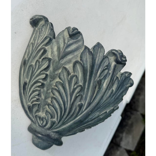 Late 20th Century Acanthus Leaf Wall Pocket Planter With Verdigris Finish For Sale - Image 5 of 9