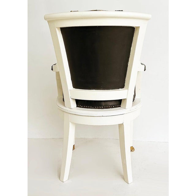 1850s French Empire Armchairs, Fine Gilt Bronze Mounts, Painted and Upholstered For Sale - Image 10 of 17