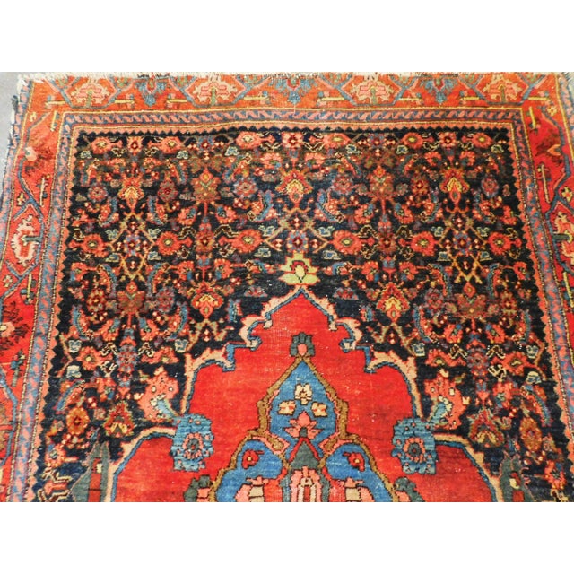 Antique Hand Knotted Persian Bijar Rug - 4'2"x 5' For Sale - Image 4 of 13