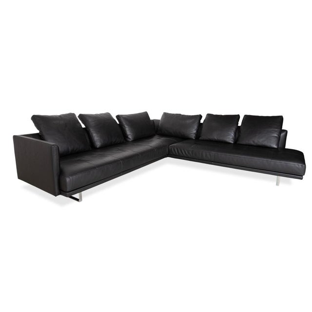 Prime Time Corner Sofa in Black Leather and Chrome from Walter Knoll / Wilhelm Knoll For Sale - Image 4 of 18