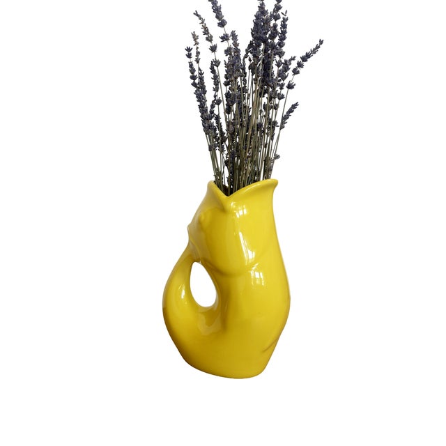 Jonathan Adler Yellow GurglePot Fish Pitcher Ceramic Vase 2006 Coastal For Sale - Image 4 of 7