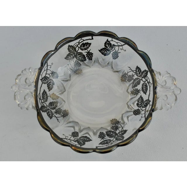 Vintage Art Nouveau Decorative Bowl W/Silver Overlay & Handles For Sale In Philadelphia - Image 6 of 12