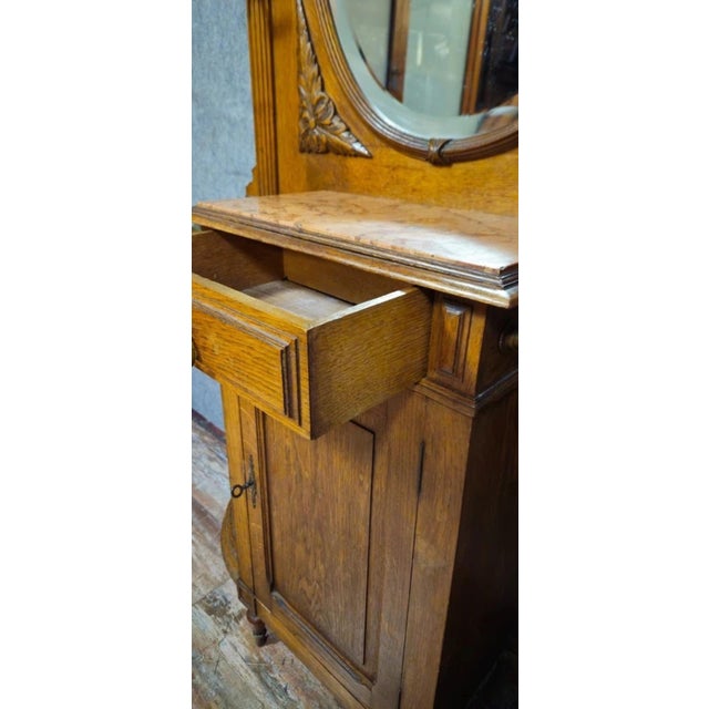 Antique Renaissance Oak Coat Rack with Mirror For Sale - Image 5 of 10