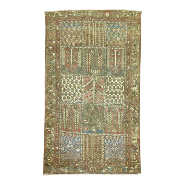 Antique Zabihi Collection Persian Garden Design Bakhtiari Rug - 4'1" x 6'4" For Sale