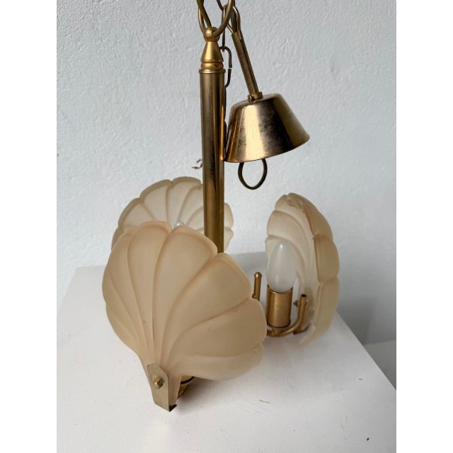 Shell and Brass Chandelier, 1970s For Sale - Image 4 of 18